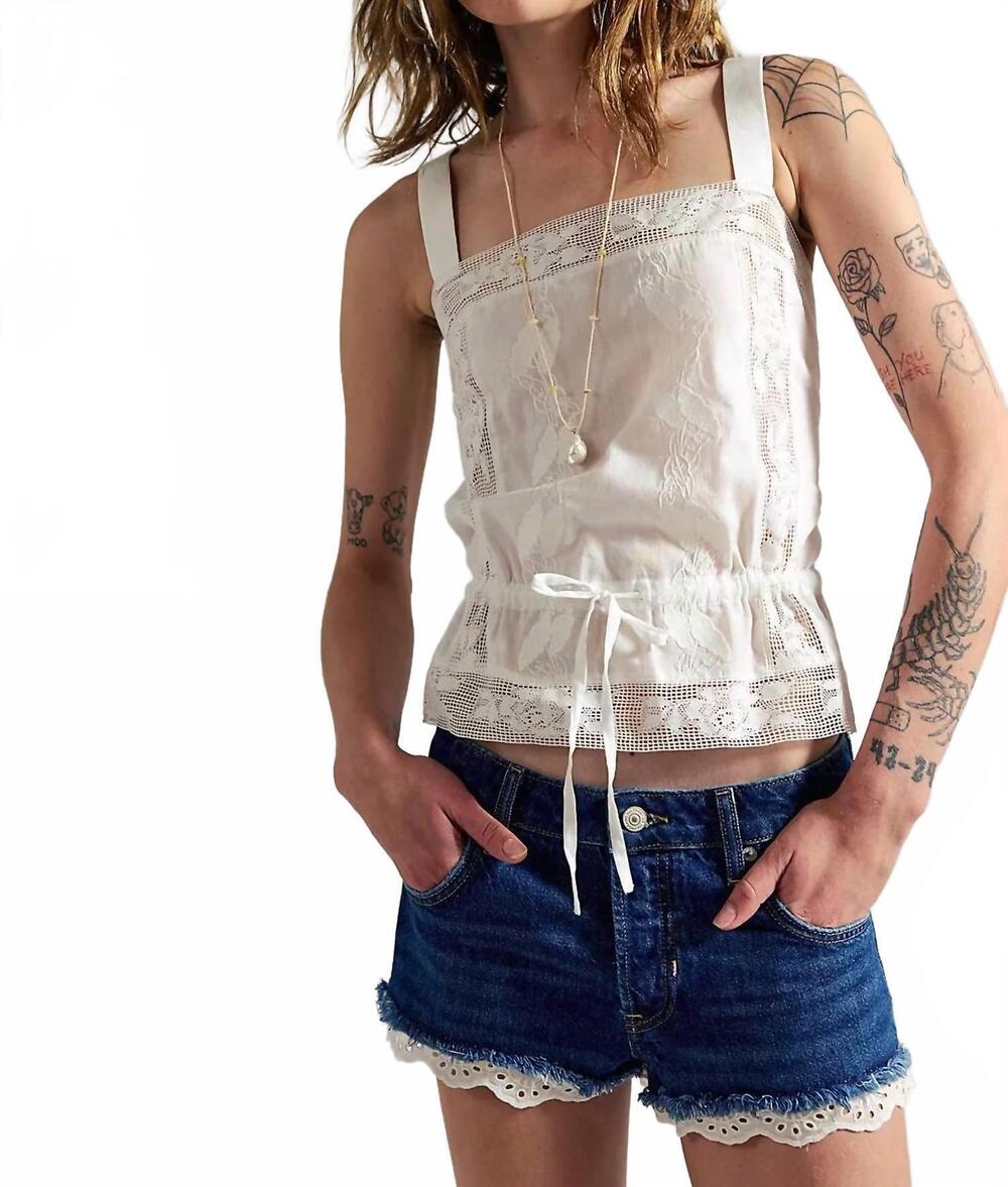 NEW FREE PEOPLE women's cali lace shorties in blue